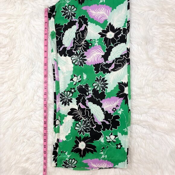 ANTHRO Maeve The Saria Smocked Tropical Floral Wide-Leg Pants Lavender/Green M - Picture 9 of 14